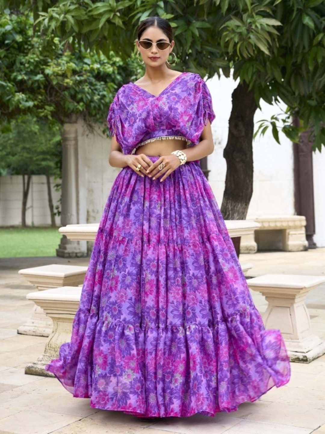 

Fusionic Printed Ready to Wear Lehenga & Blouse, Purple