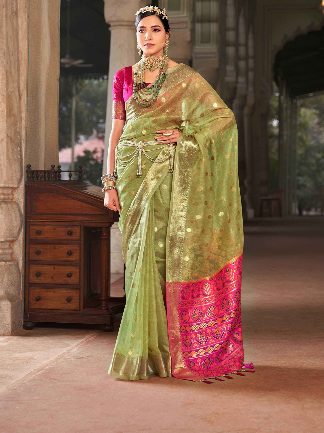 

Rhey Ethnic Motifs Zari Pure Silk Banarasi Saree, Green