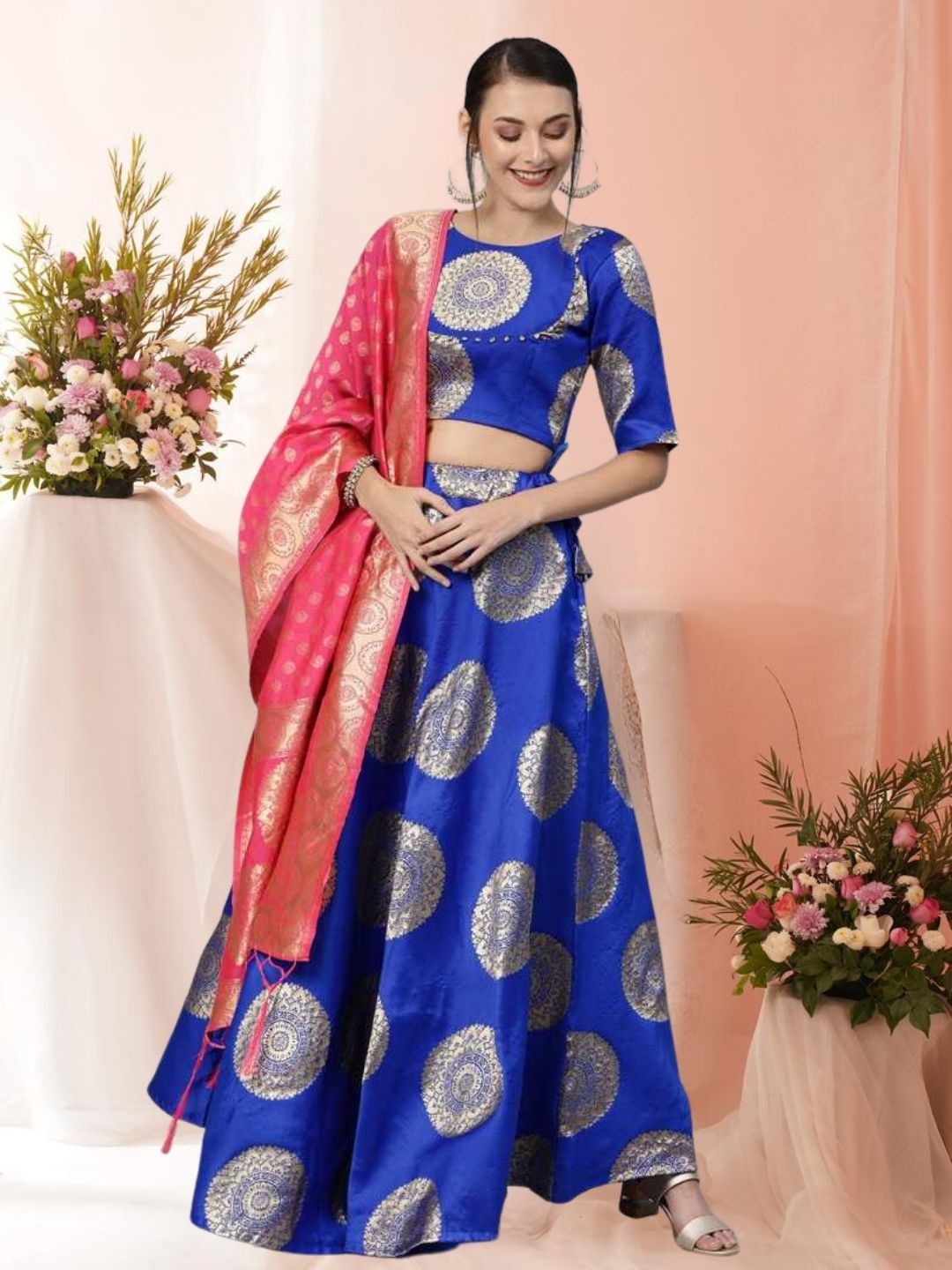 

KAZIA Semi-Stitched Lehenga & Unstitched Blouse With Dupatta, Blue