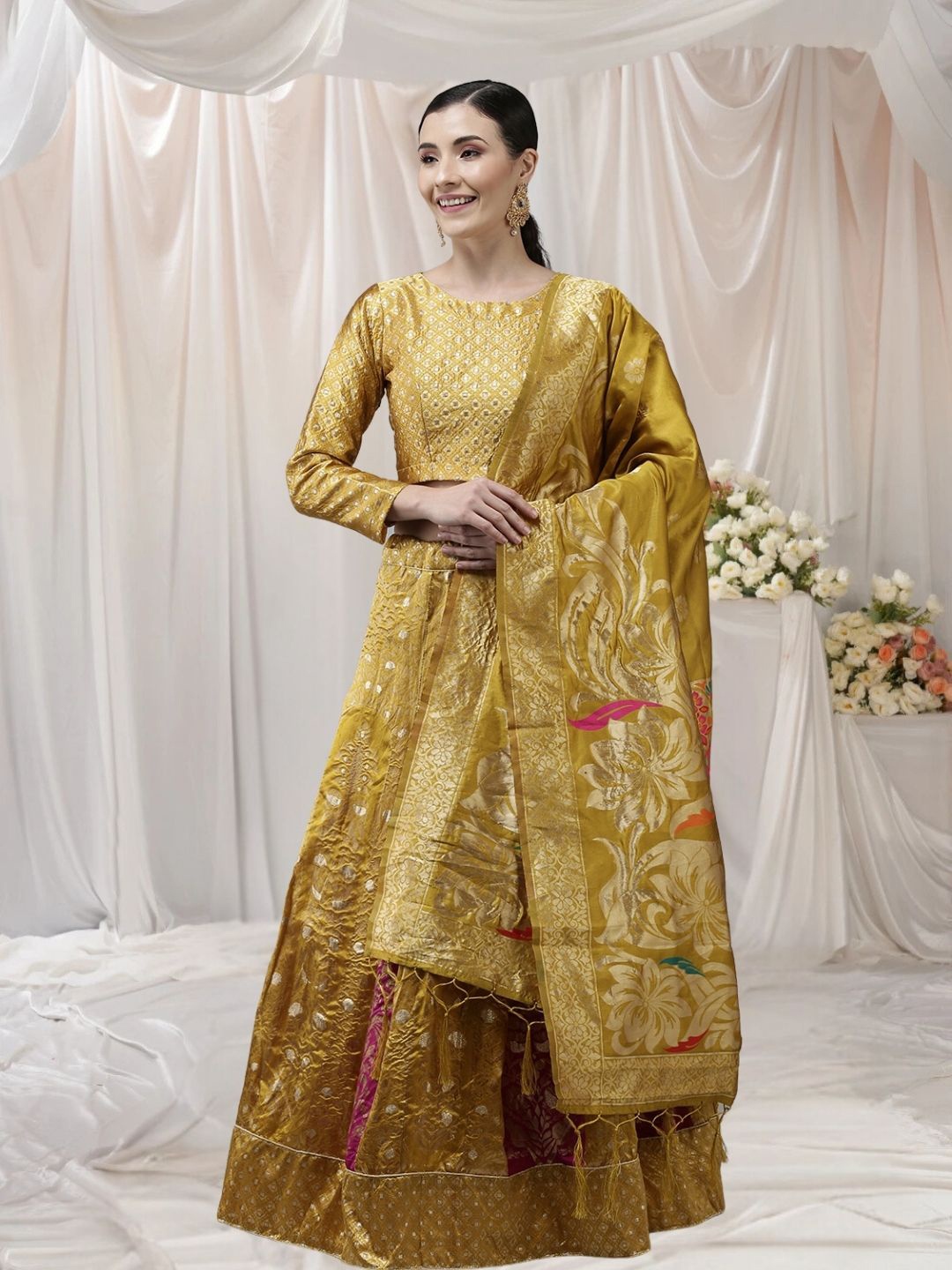 

KAZIA Semi-Stitched Lehenga & Unstitched Blouse With Dupatta, Yellow