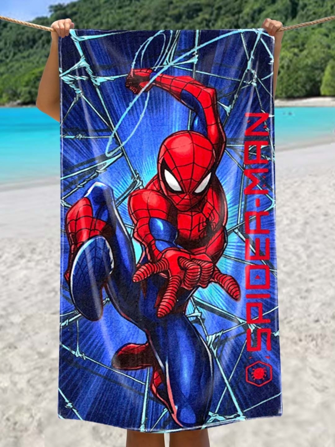 

Marvel Kids Blue & Red Spiderman Printed Cotton 350 GSM Bath Towel