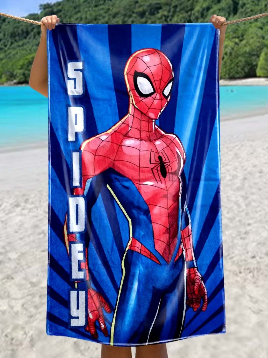 

Marvel Blue & Pink Spiderman Printed Cotton 350 GSM Bath Towel