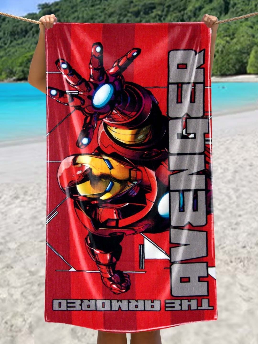 

Marvel Red & Black Avengers Printed Cotton 350 GSM Bath Towel