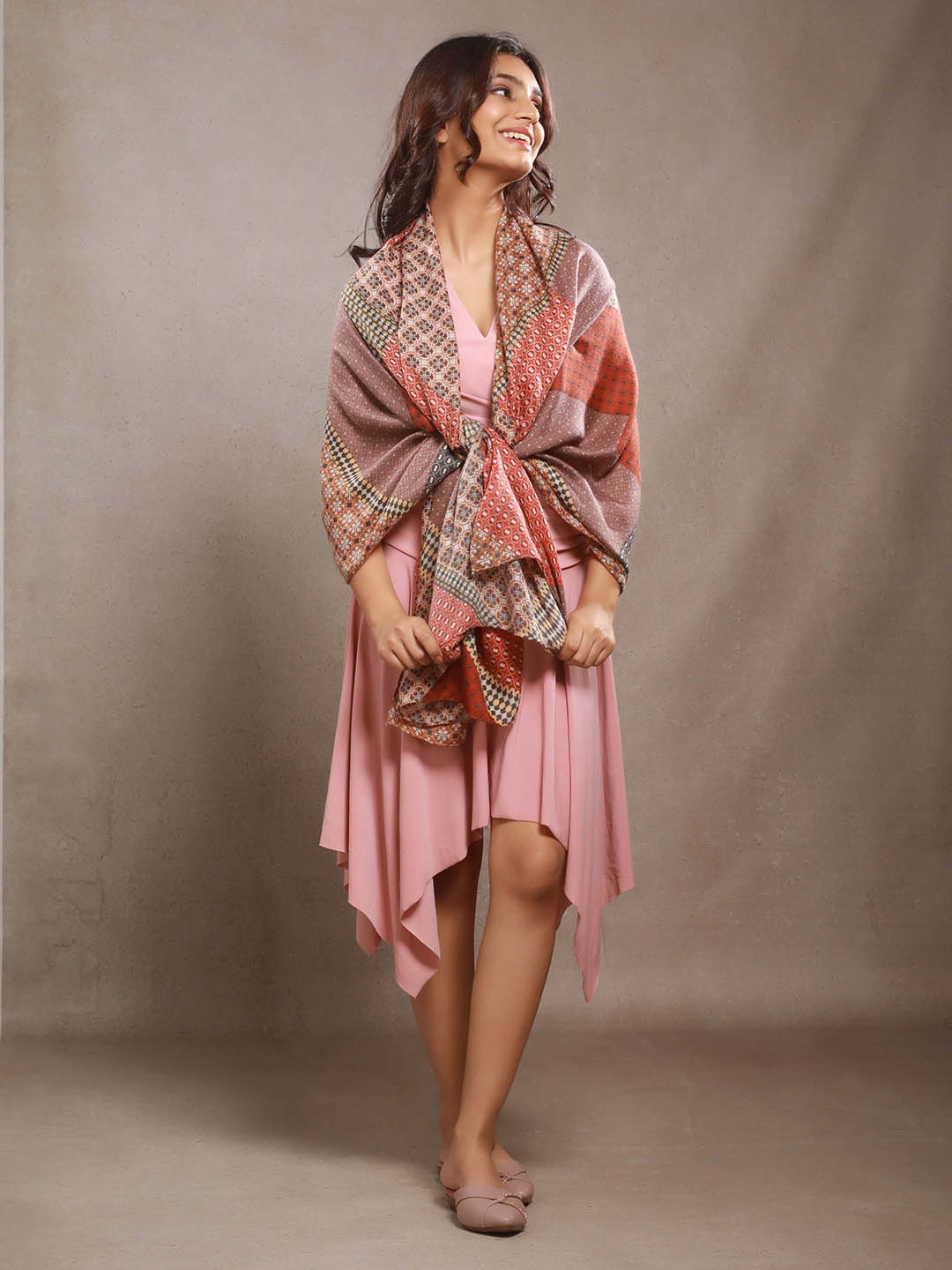 

CrossKulture Women Printed Scarf, Peach