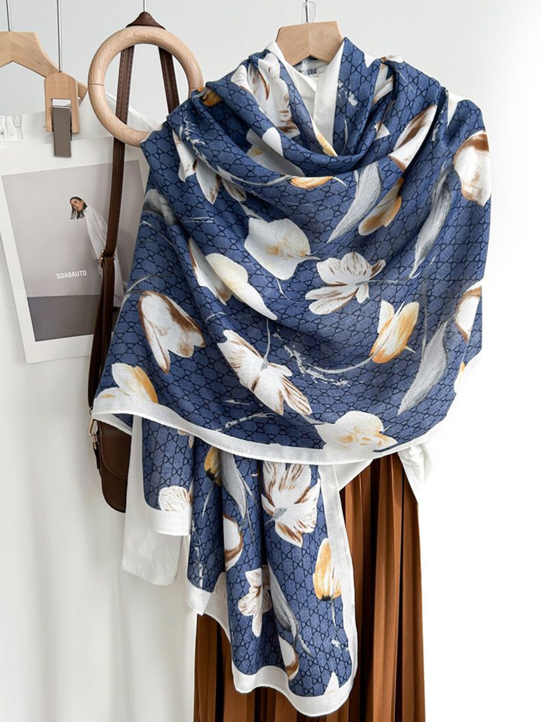 

CrossKulture Women Floral Printed Scarf, Blue