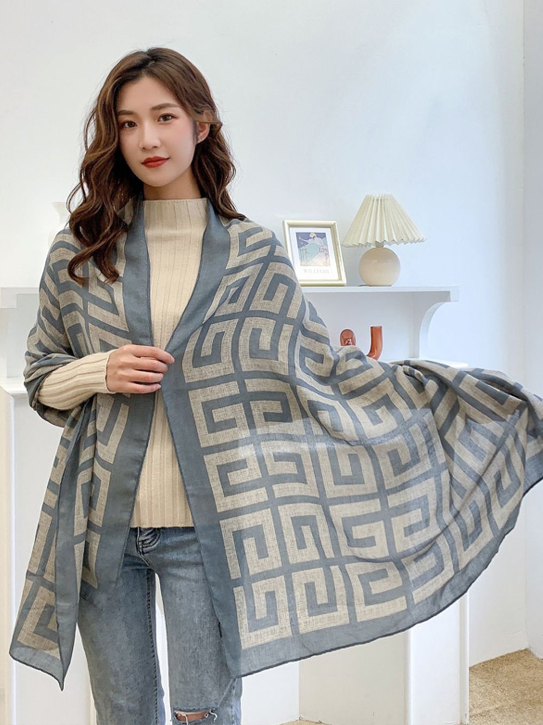

CrossKulture Women Printed Scarf, Grey