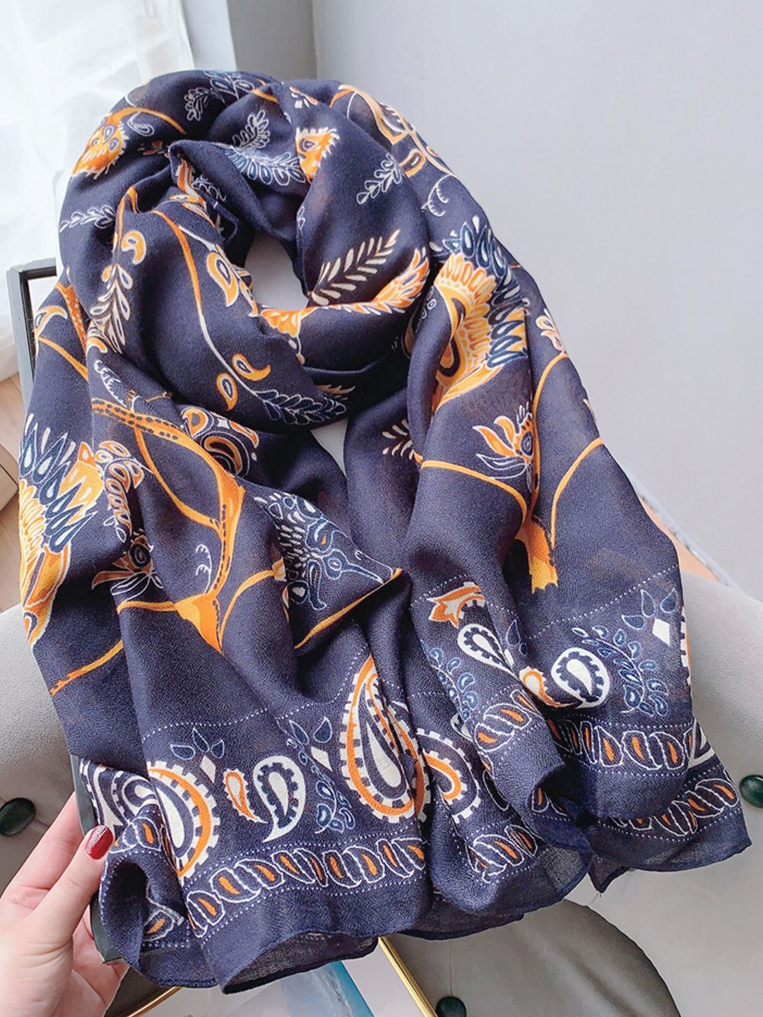 

CrossKulture Women Printed Scarf, Blue