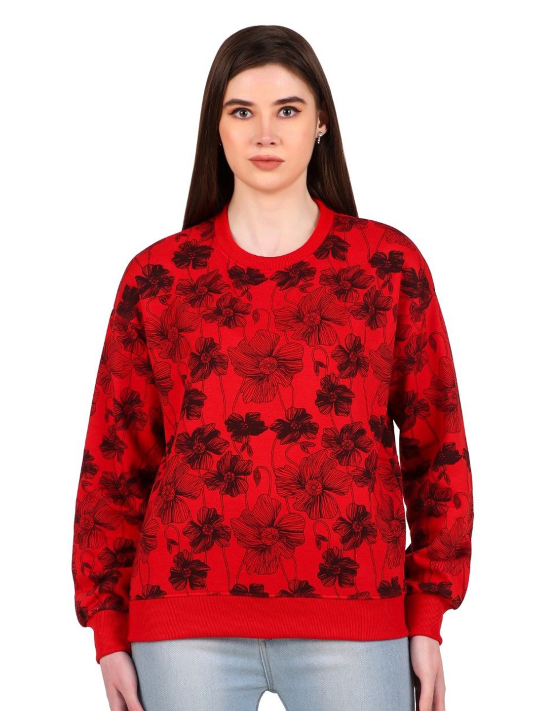 

HILFIRE REGION Women Printed Sweatshirt, Red