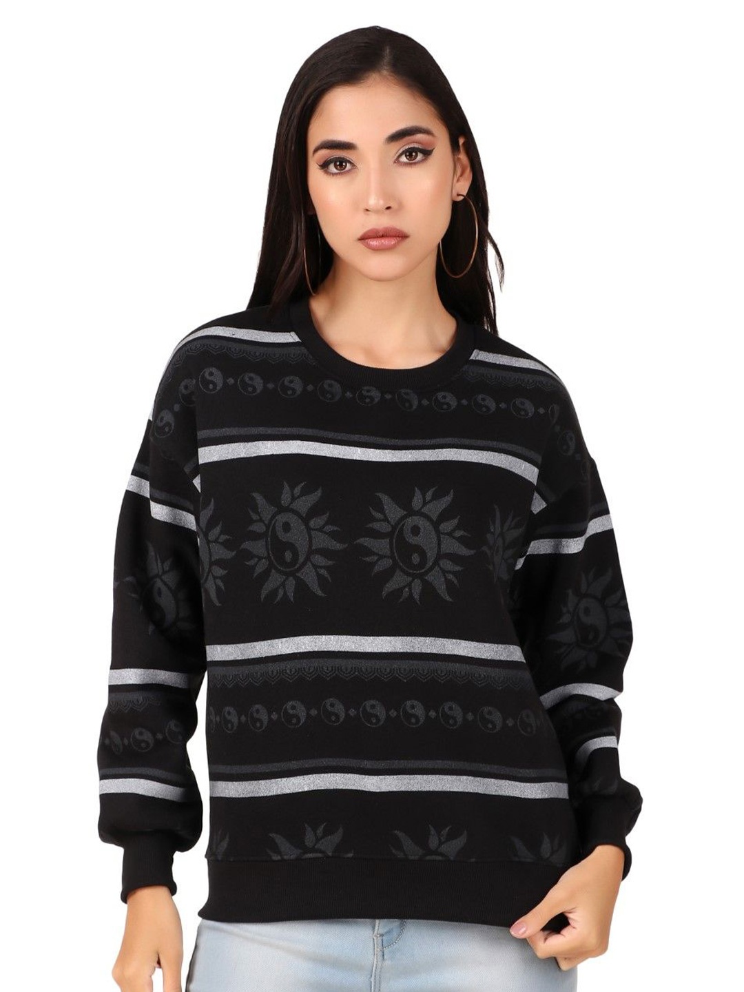 

HILFIRE REGION Women Printed Sweatshirt, Black