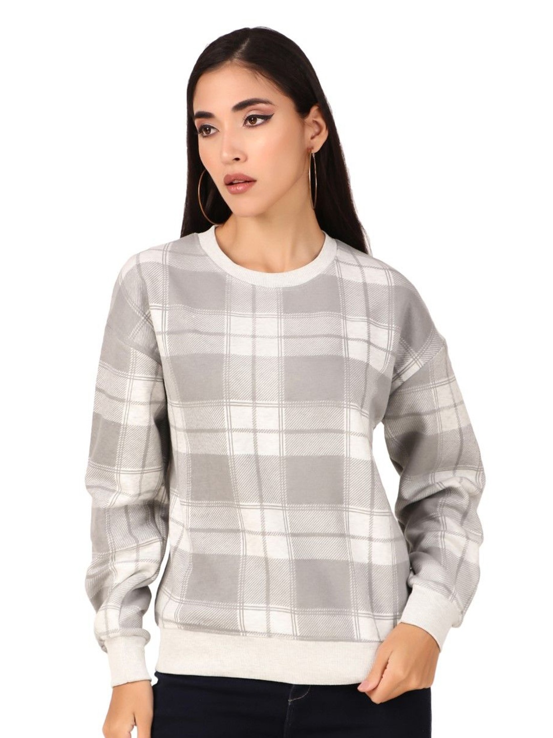 

HILFIRE REGION Women Round Neck Drop Shoulder Sweatshirt, Off white