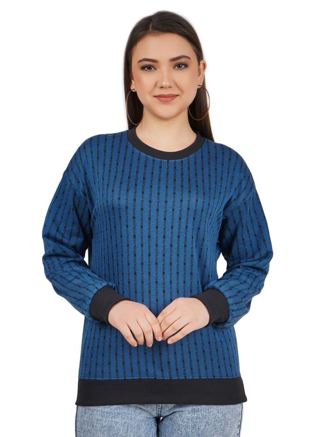 

HILFIRE REGION Women Printed Pullover Sweatshirt, Blue