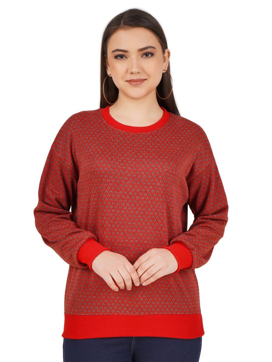 

HILFIRE REGION Women Printed Sweatshirt, Red