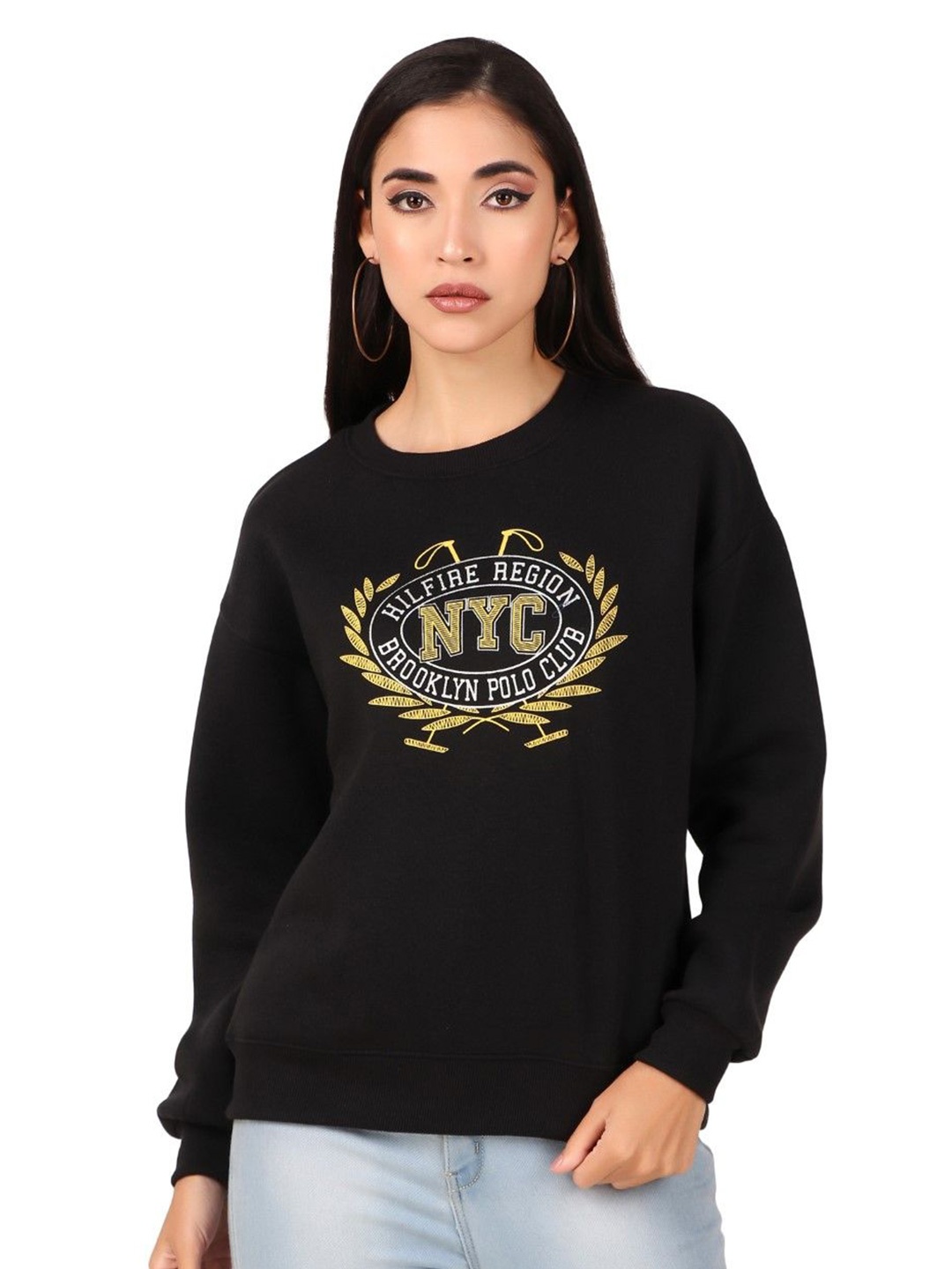 

HILFIRE REGION Women Printed Sweatshirt, Black