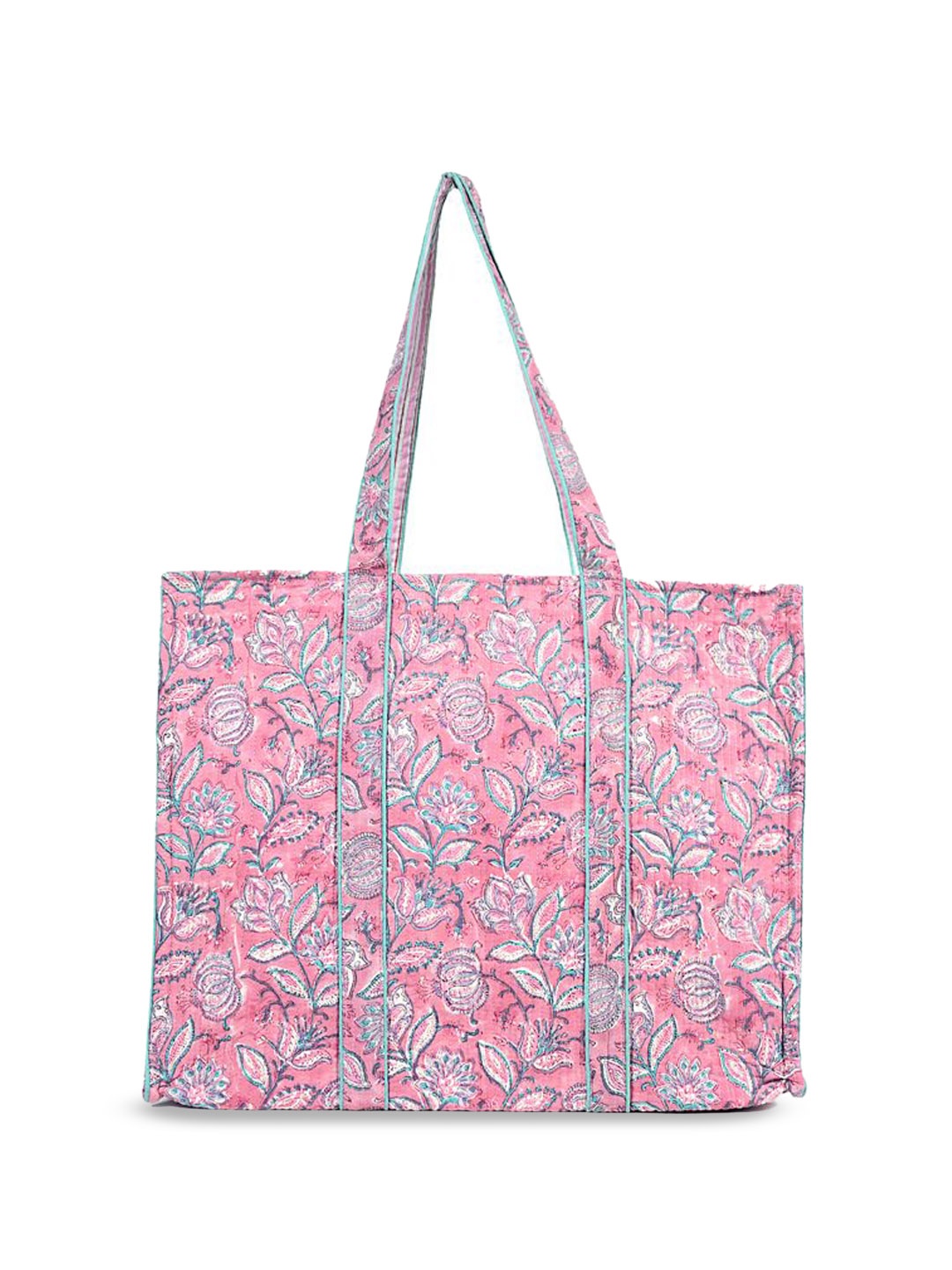 

Block N Style Women Floral Printed Structured Cotton Shoulder Bag, Pink