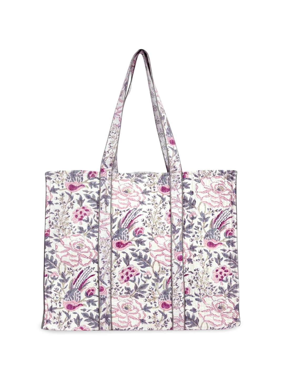 

Block N Style Women Floral Printed Structured Cotton Shoulder Bag, White