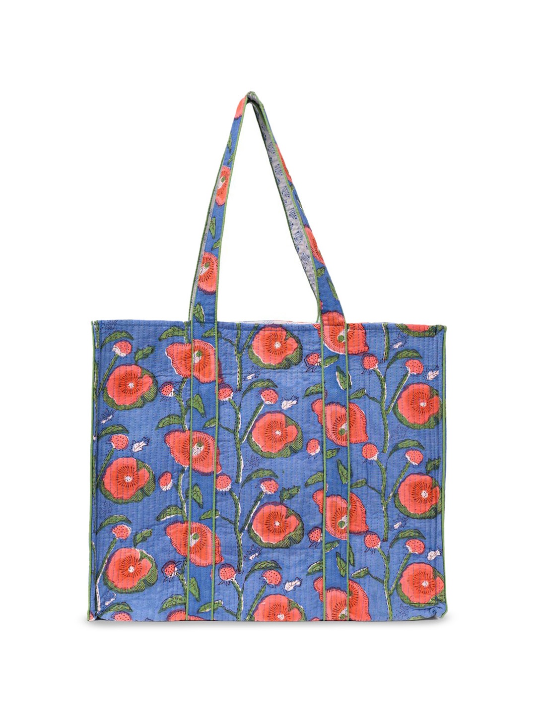 

Block N Style Women Floral Printed Structured Cotton Shoulder Bag, Blue