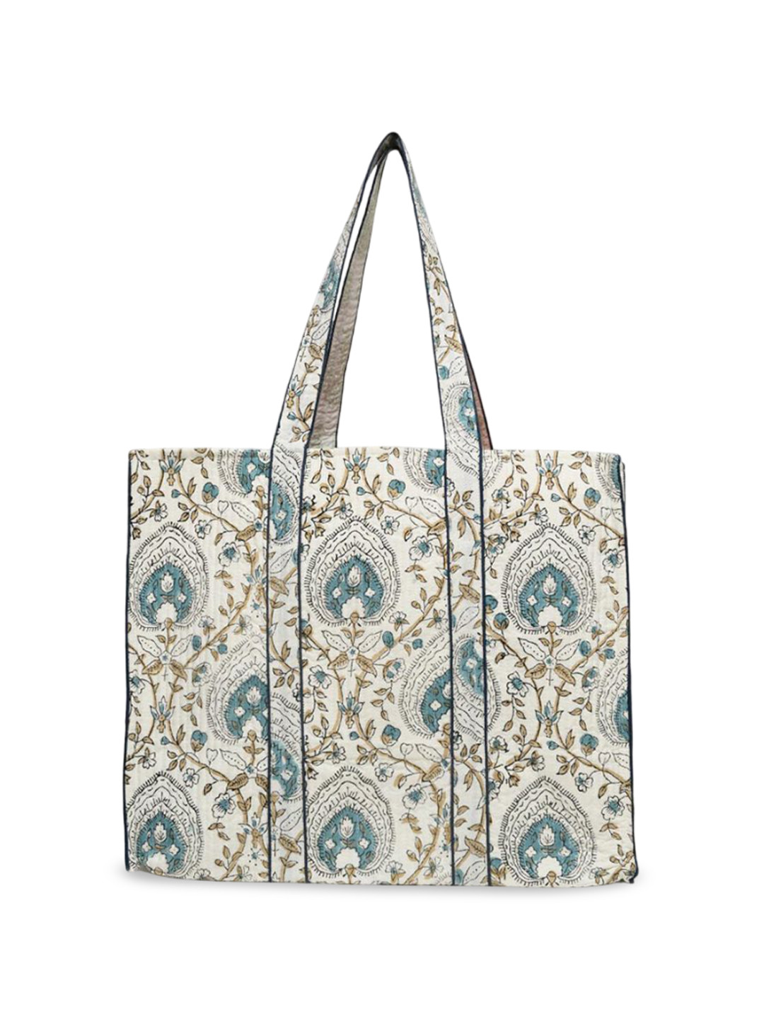 

Block N Style Women Ethnic Motifs Printed Structured Cotton Shoulder Bag, Off white