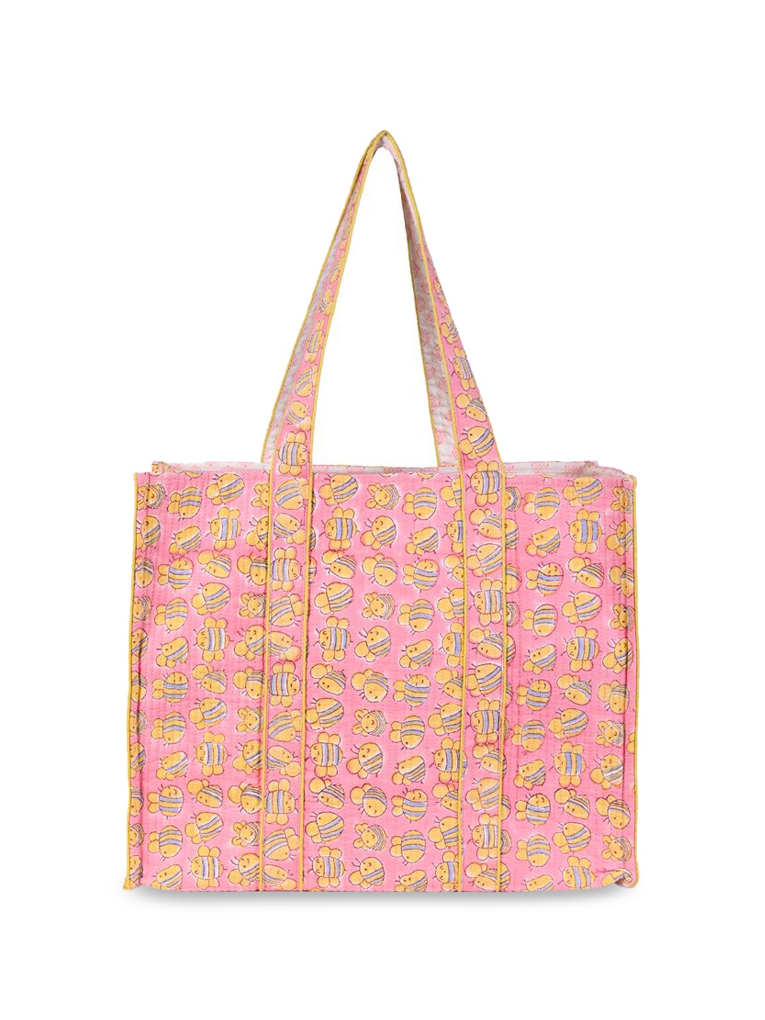 

Block N Style Women Graphic Printed Shopper Cotton Tote Bag, Pink