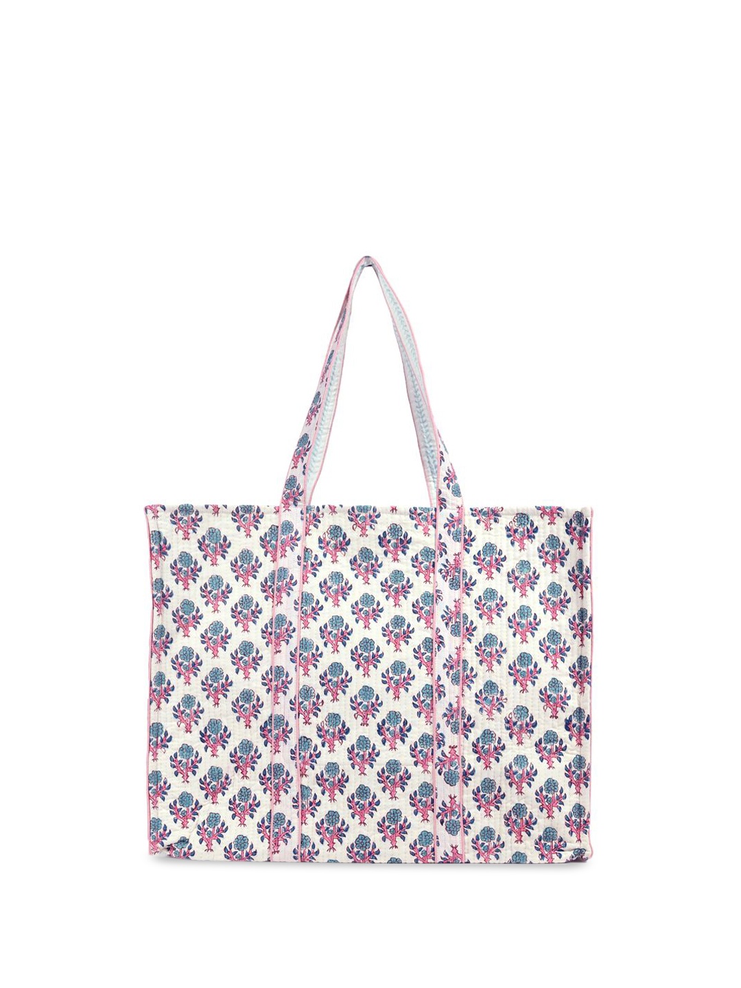 

Block N Style Women Floral Printed Structured Cotton Shoulder Bag, White