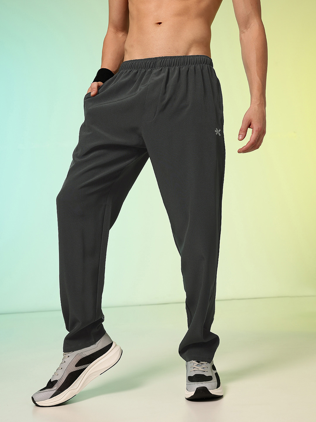 

HRX By Hrithik Roshan Men Printed Rapid-Dry Running Track Pants, Grey