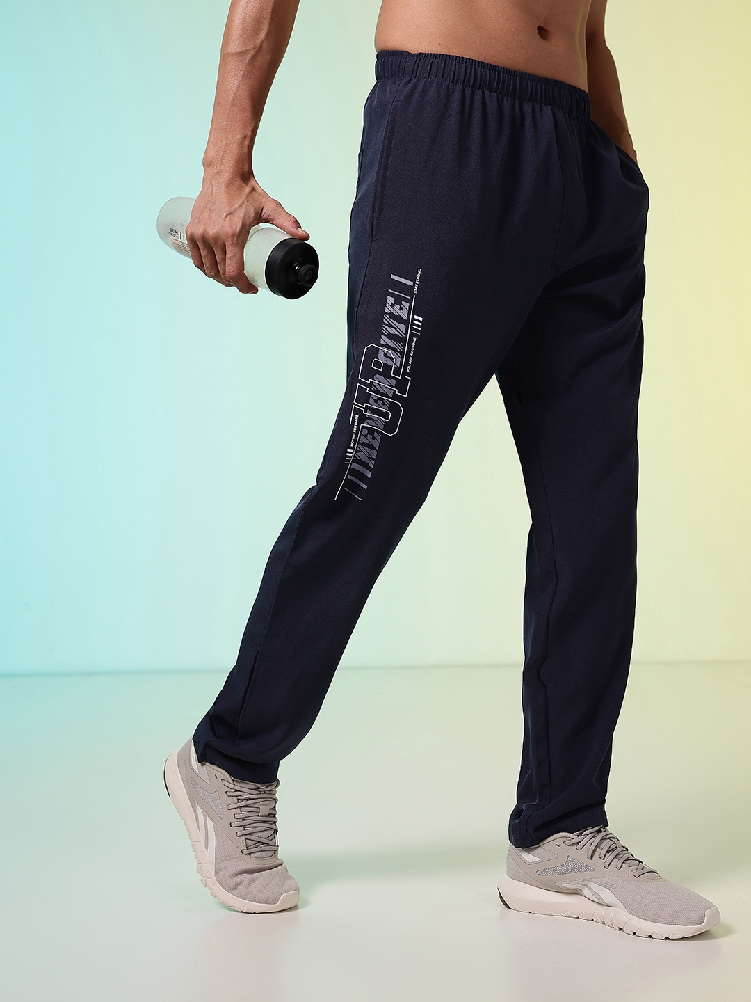 

HRX By Hrithik Roshan Men Printed Training Rapid-Dry Track Pants, Navy blue