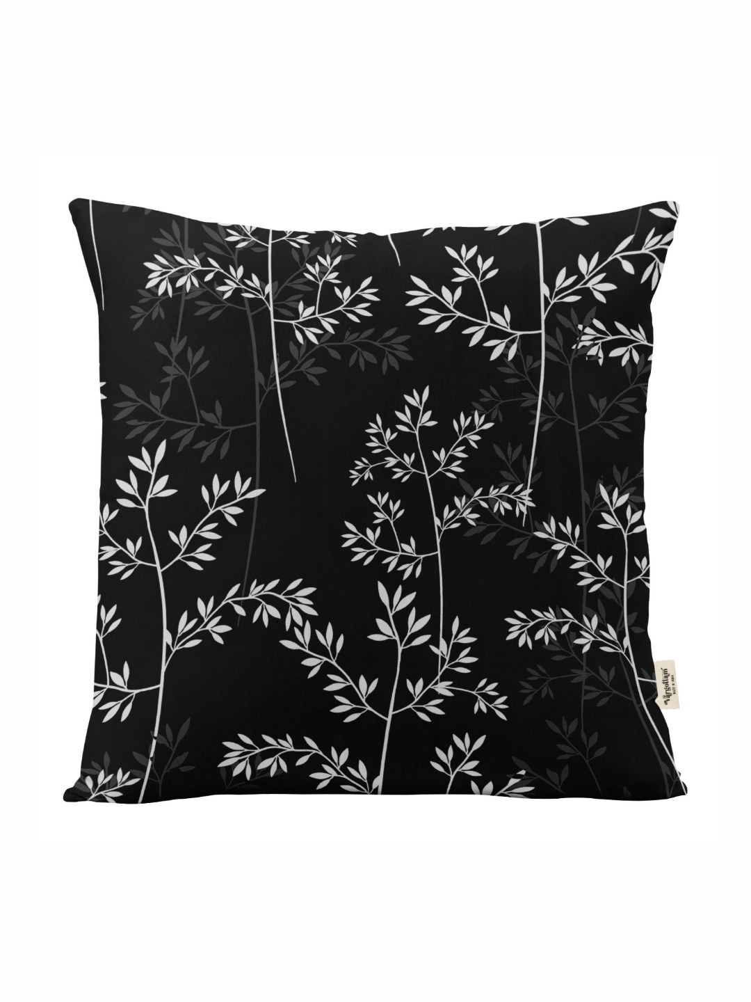 

Vargottam Black & White Floral Linen Square Cushion Cover