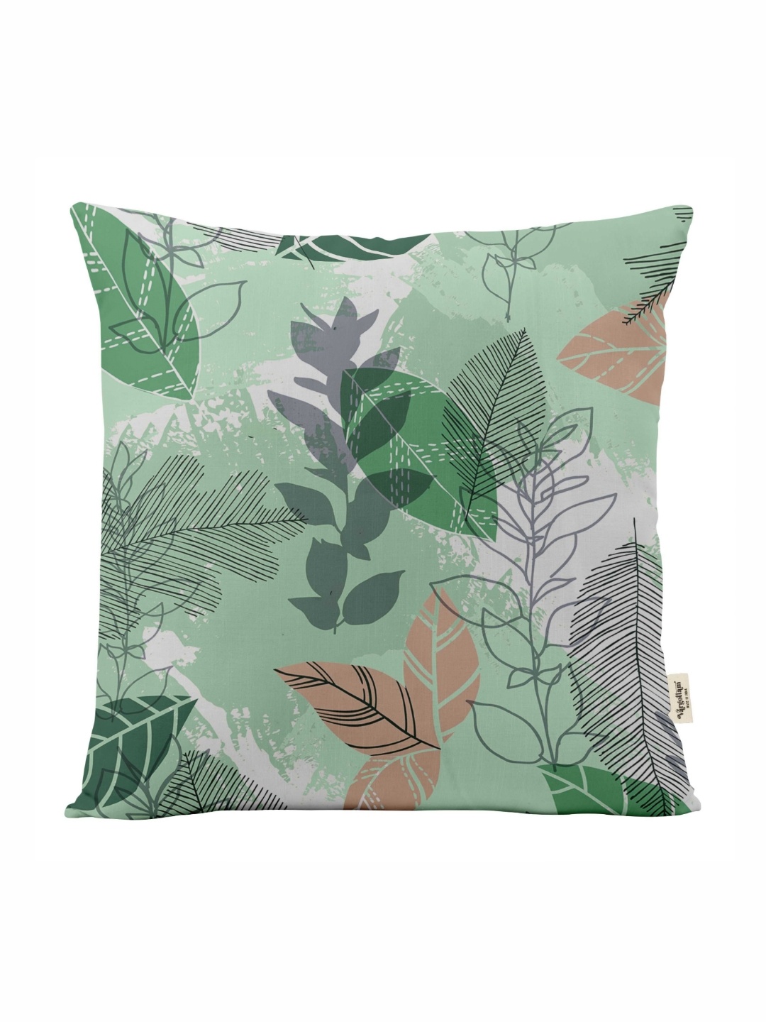 

Vargottam Green & White Floral Linen Square Cushion Cover