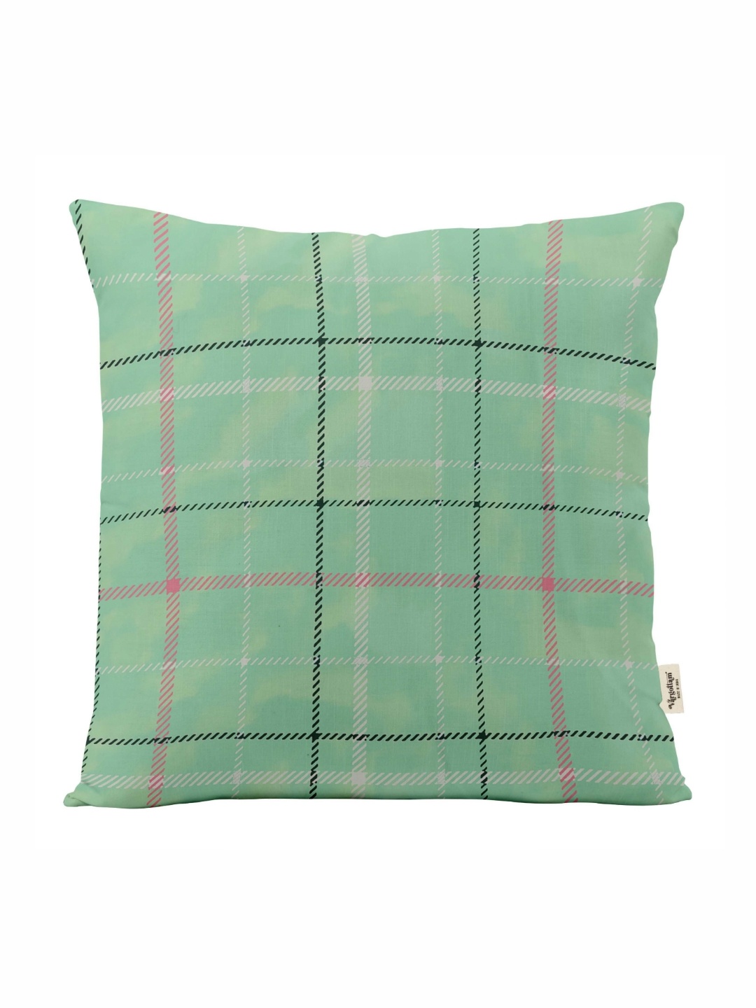 

Vargottam Green & Pink Checked Printed Square Cushion Cover