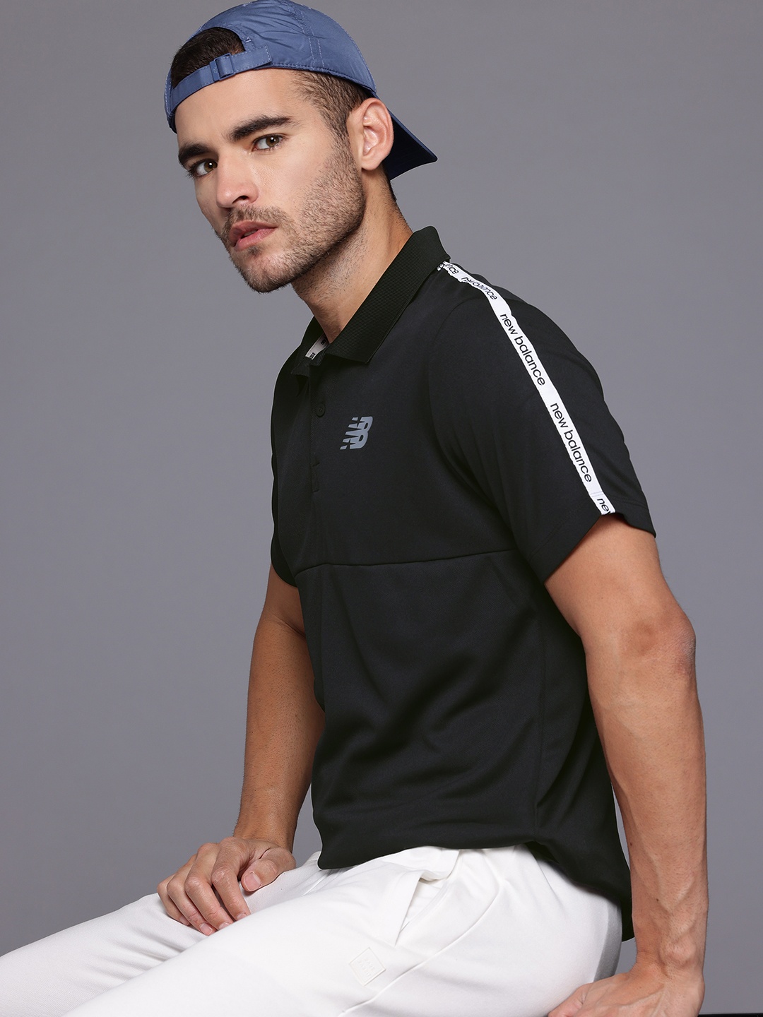 

New Balance Polo Collar Slim Fit T-shirt, Black