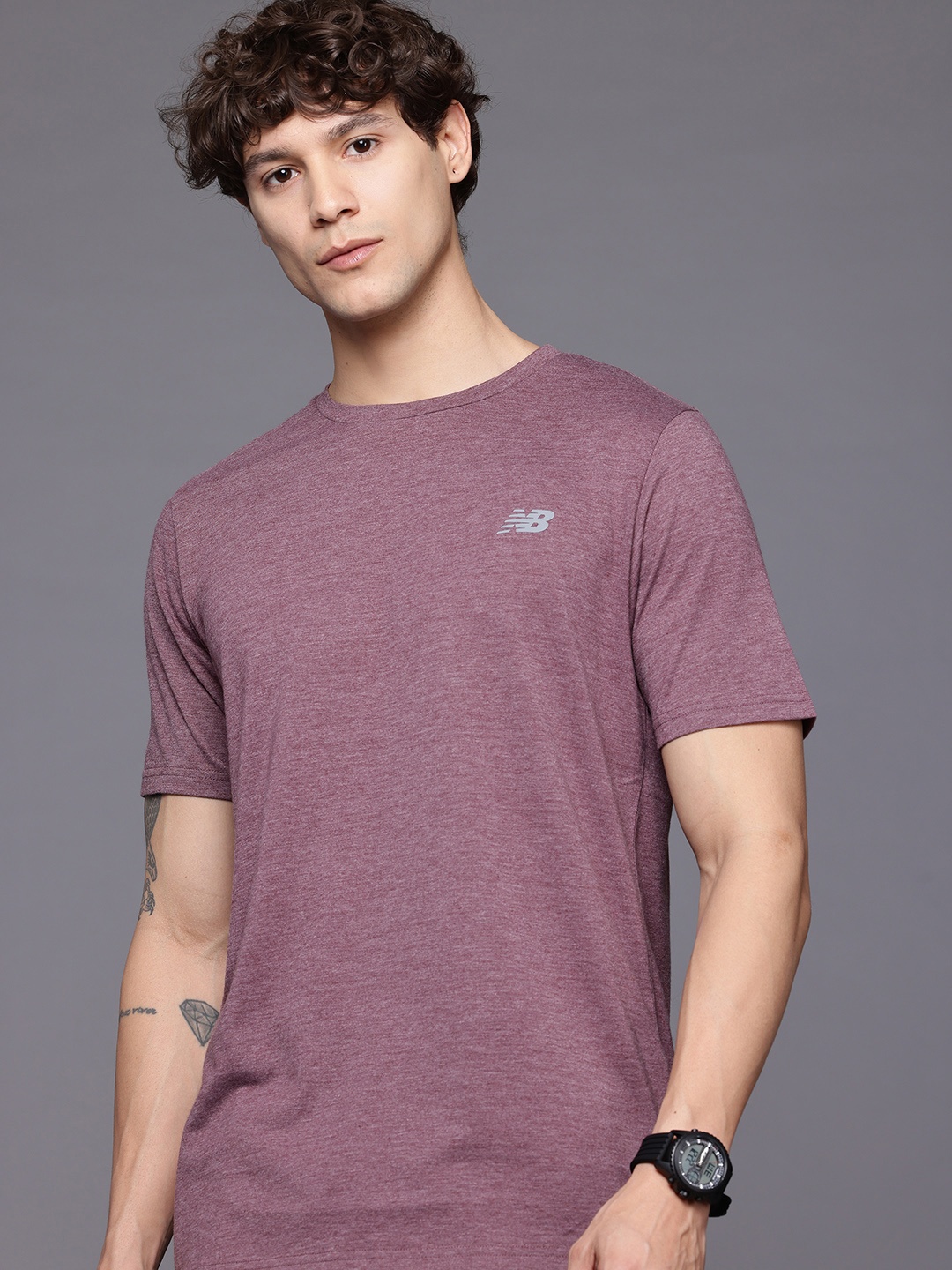 

New Balance Sport Essentials Heathertech Sports T-shirt, Mauve