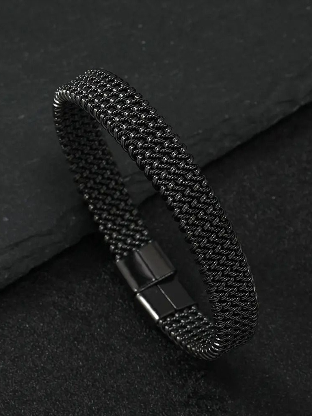 

MEENAZ Unisex Oxidised Stainless Steel Anti Tarnish Kada Bracelet, Black