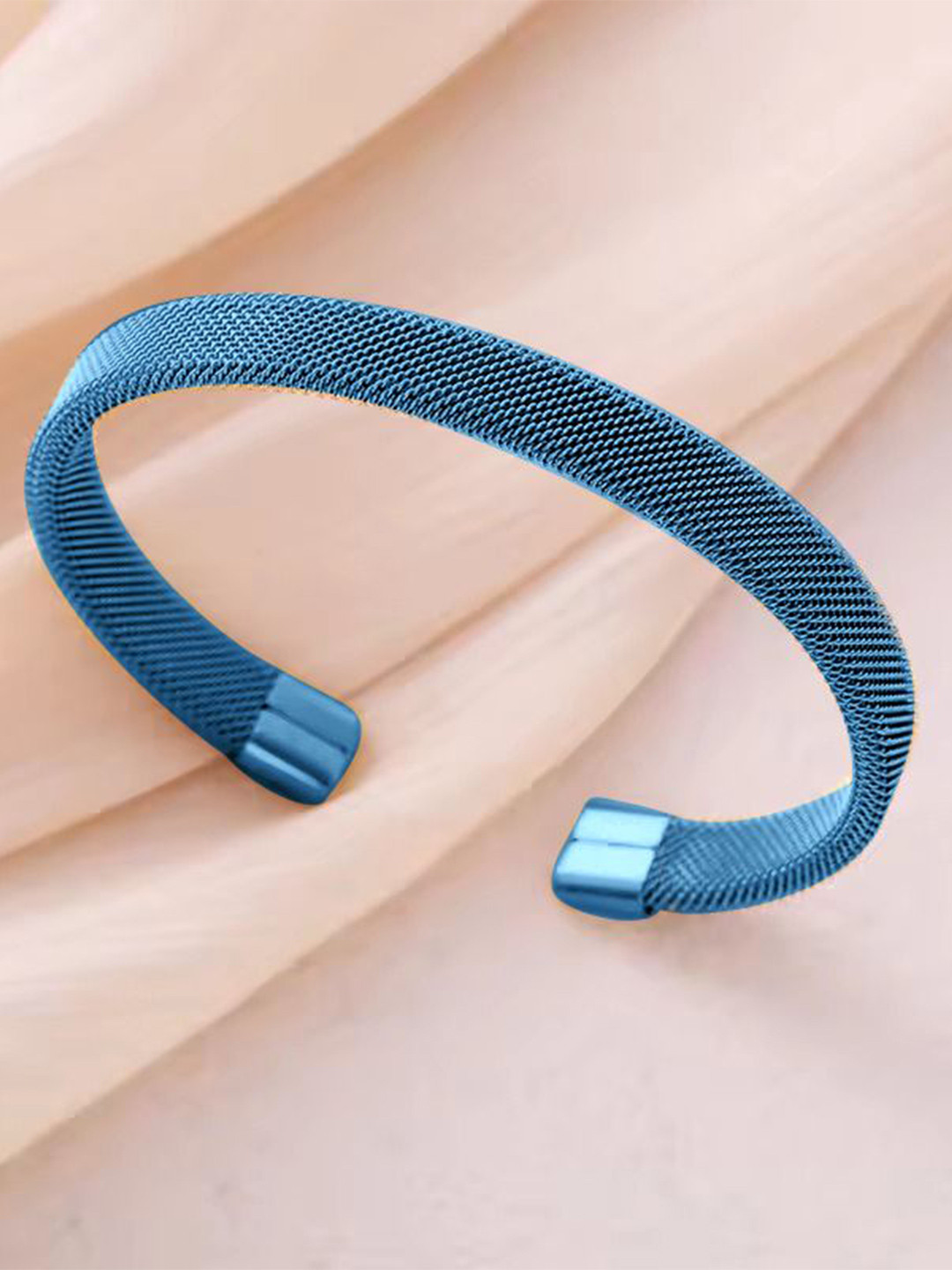 

The Roadster Lifestyle Co. Men Silver-Plated Stainless Steel Wraparound Bracelet, Blue