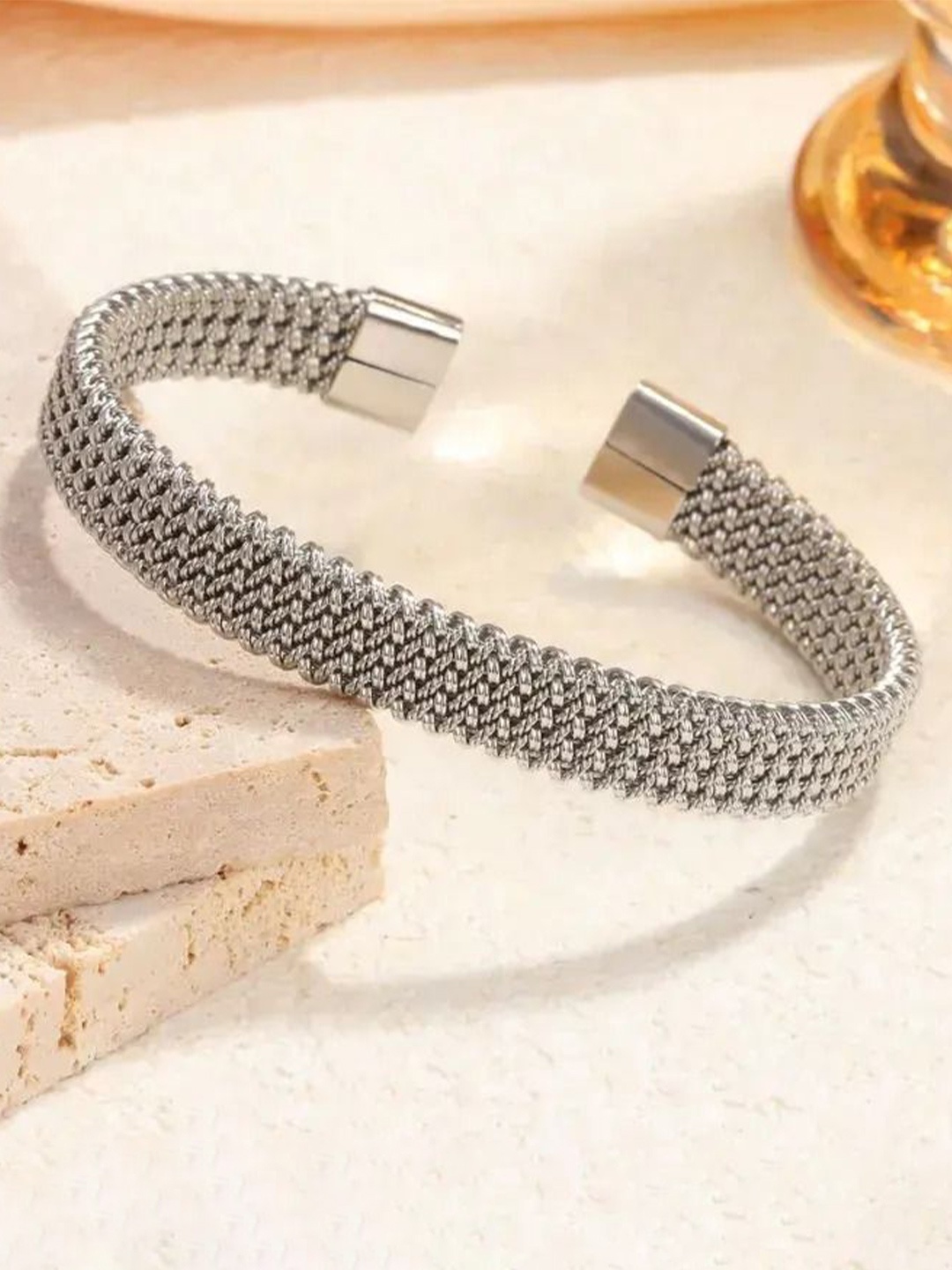 

The Roadster Lifestyle Co. Men Silver-Plated Stainless Steel Wraparound Bracelet