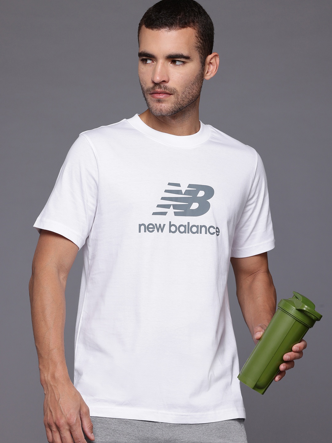 

New Balance Brand Logo Printed Pure Cotton Sports T-shirt, White