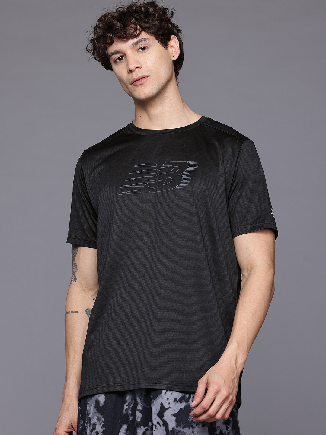 

New Balance Dry Brand Logo Print Running T-Shirt, Black