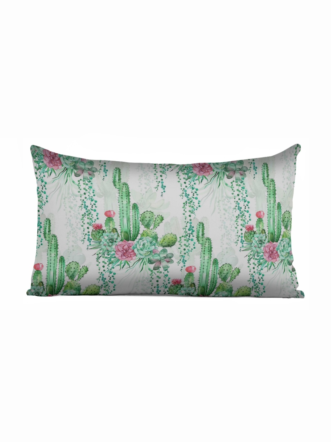 

Vargottam Green & Grey Floral Linen Rectangle Cushion Cover