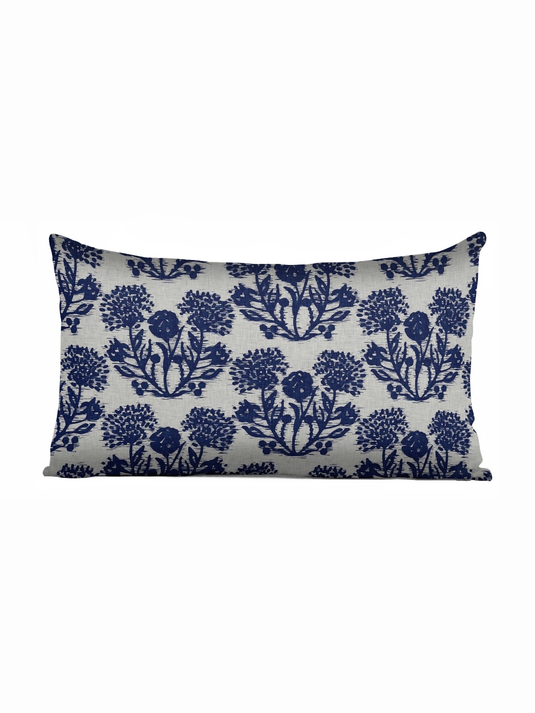 

Vargottam Blue & Grey Floral Linen Rectangle Cushion Cover