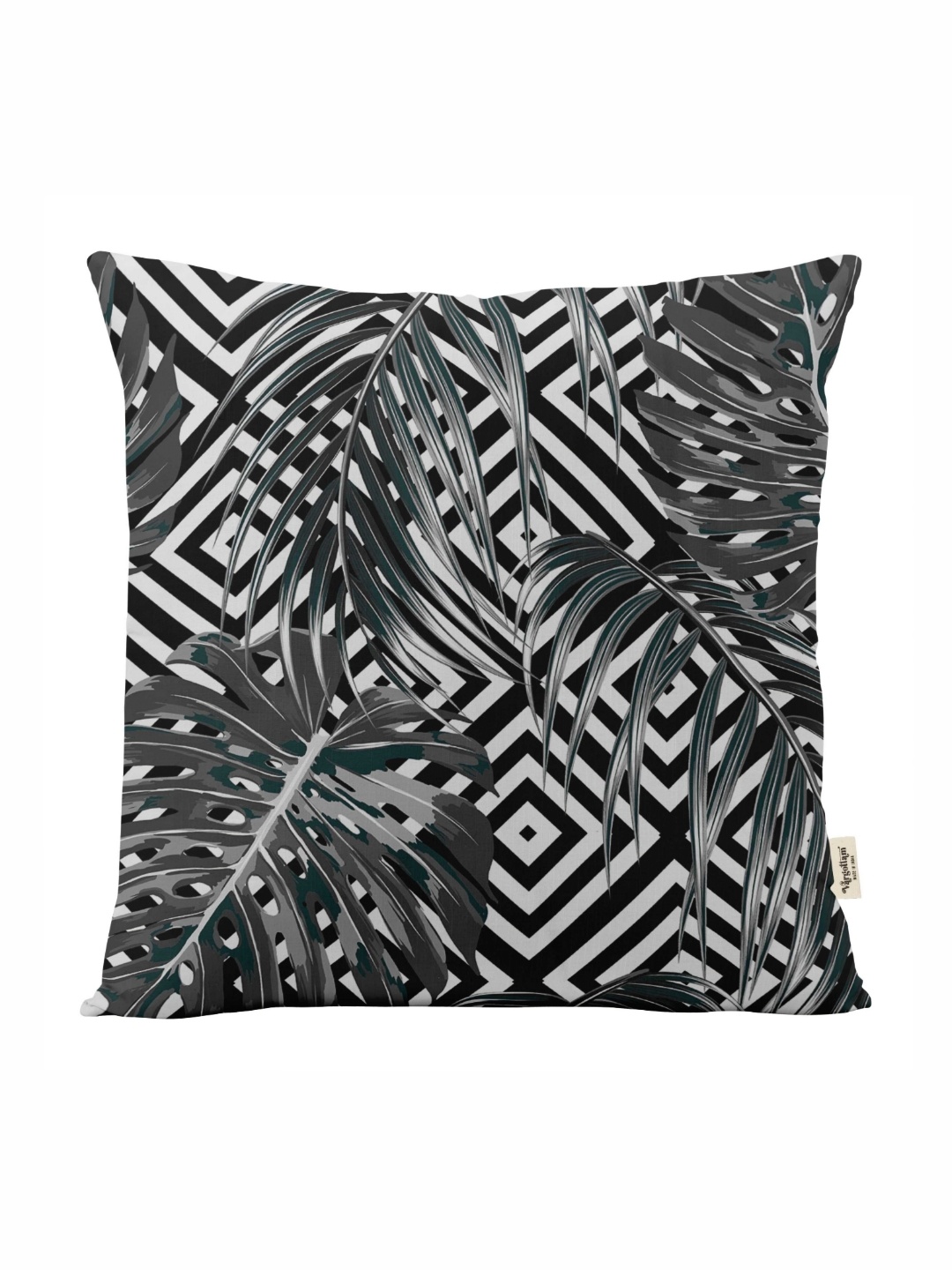 

Vargottam Black & White Floral Printed Square Cushion Cover