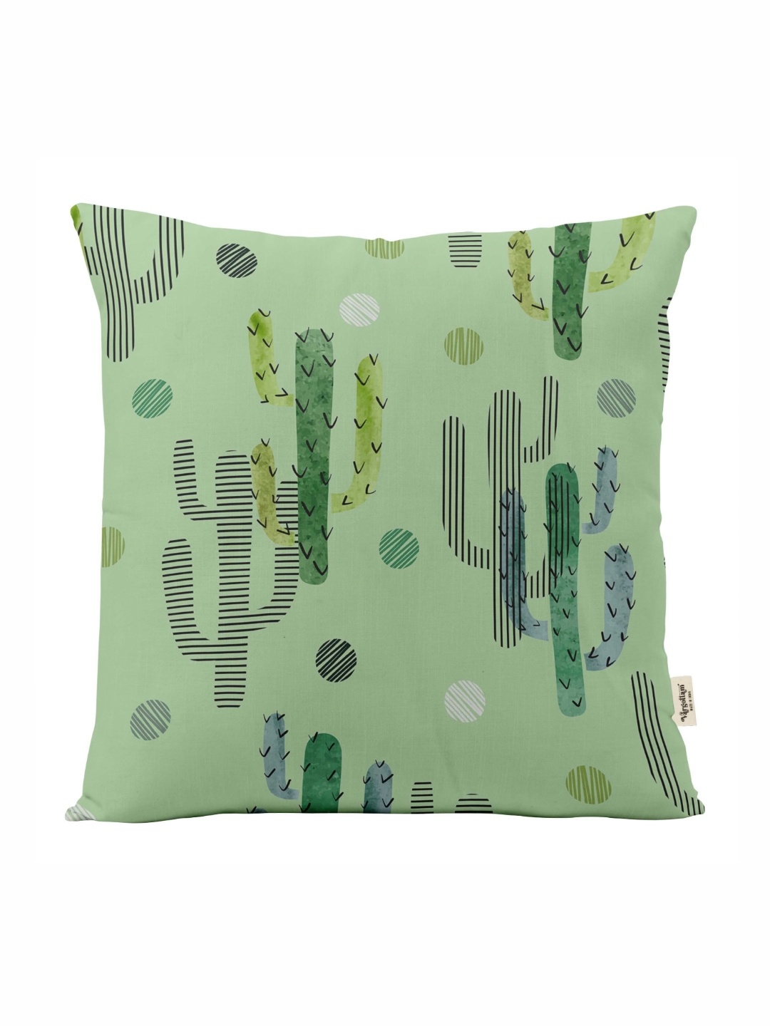 

Vargottam Green & Grey Geometric Linen Square Cushion Cover