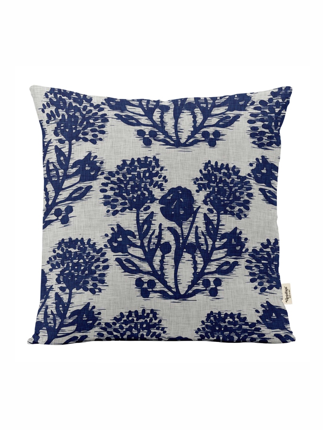 

Vargottam Blue & White Floral Linen Square Cushion Cover