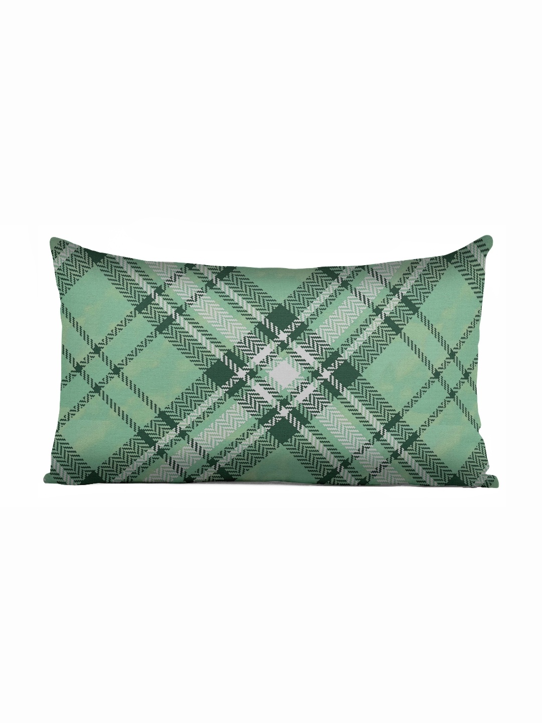 

Vargottam Green & White Checked Linen Rectangle Cushion Cover