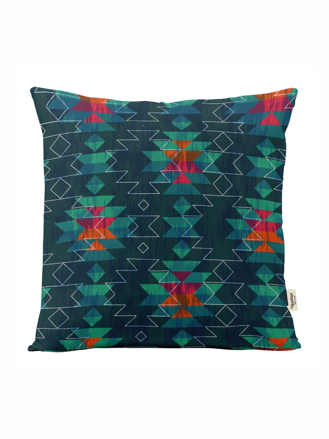

Vargottam Blue & Red Geometric Linen Square Cushion Cover