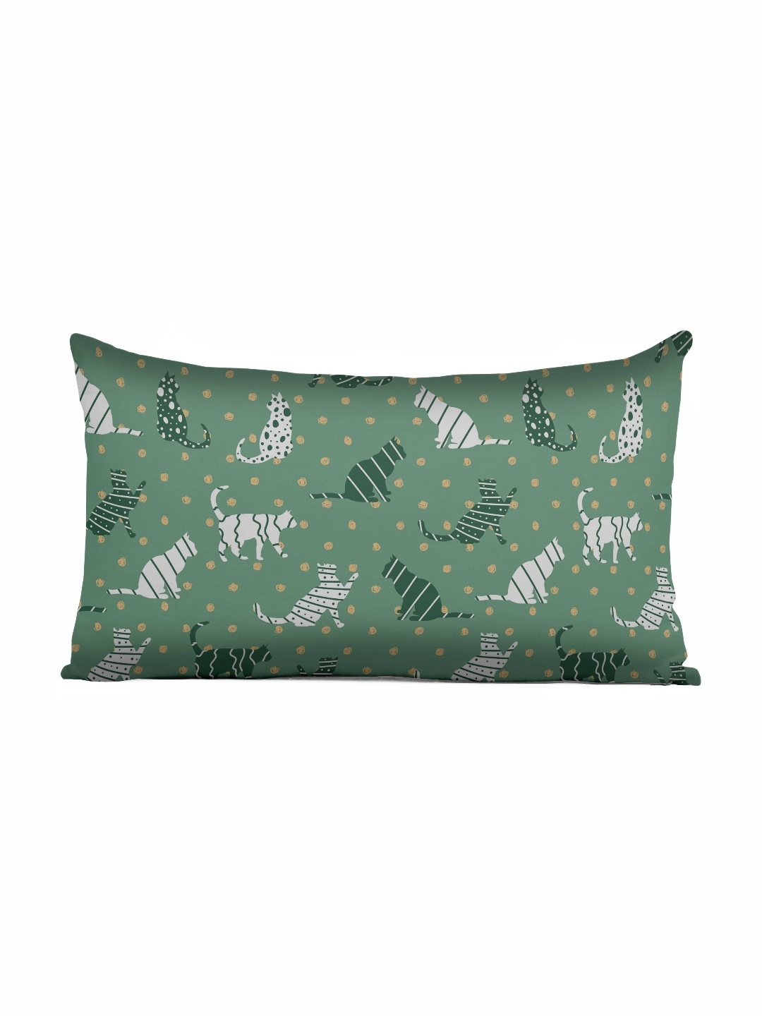 

Vargottam Green & White Quirky Printed Rectangle Cushion Cover