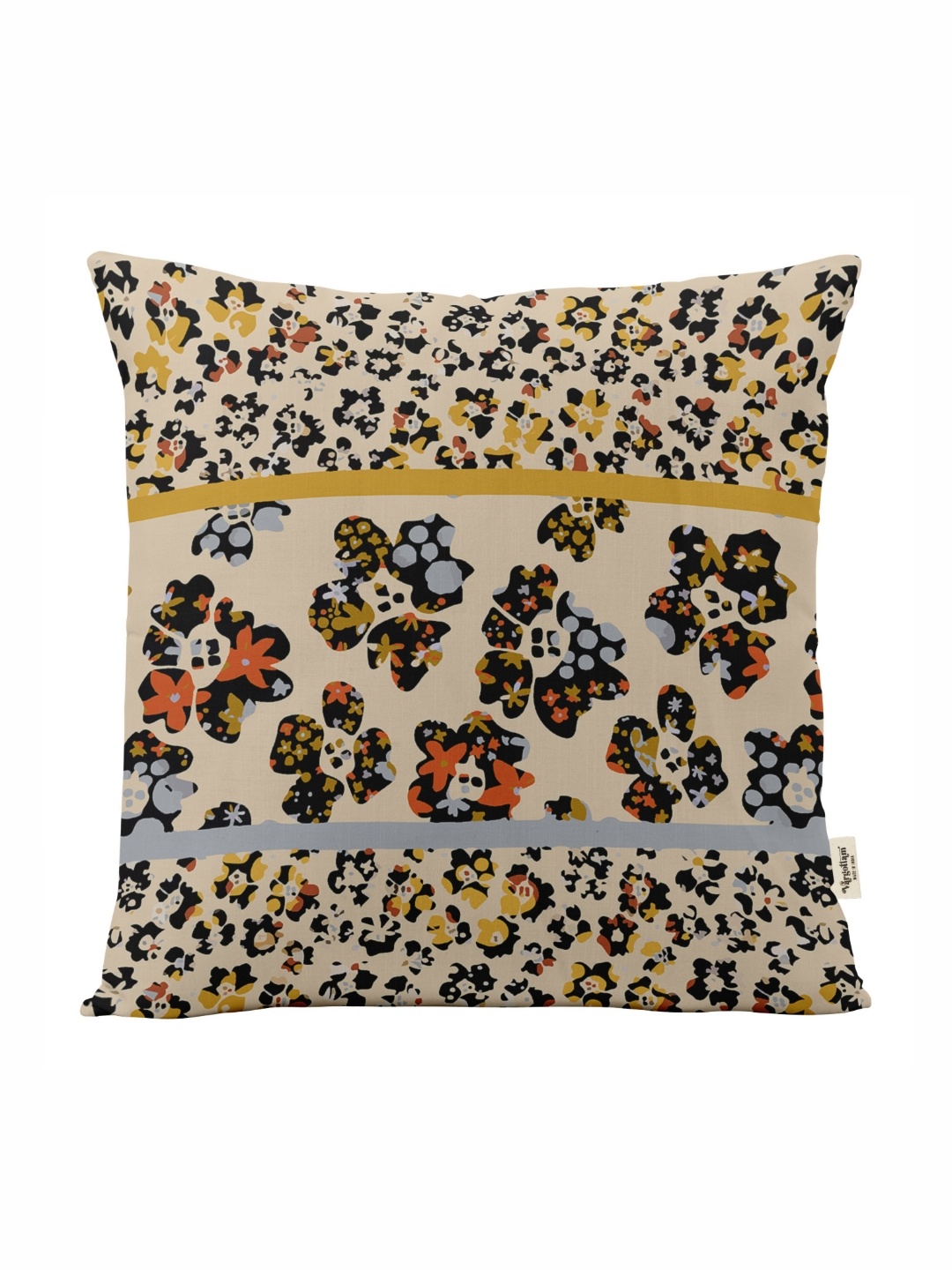 

Vargottam Yellow & Beige Floral Linen Square Cushion Cover