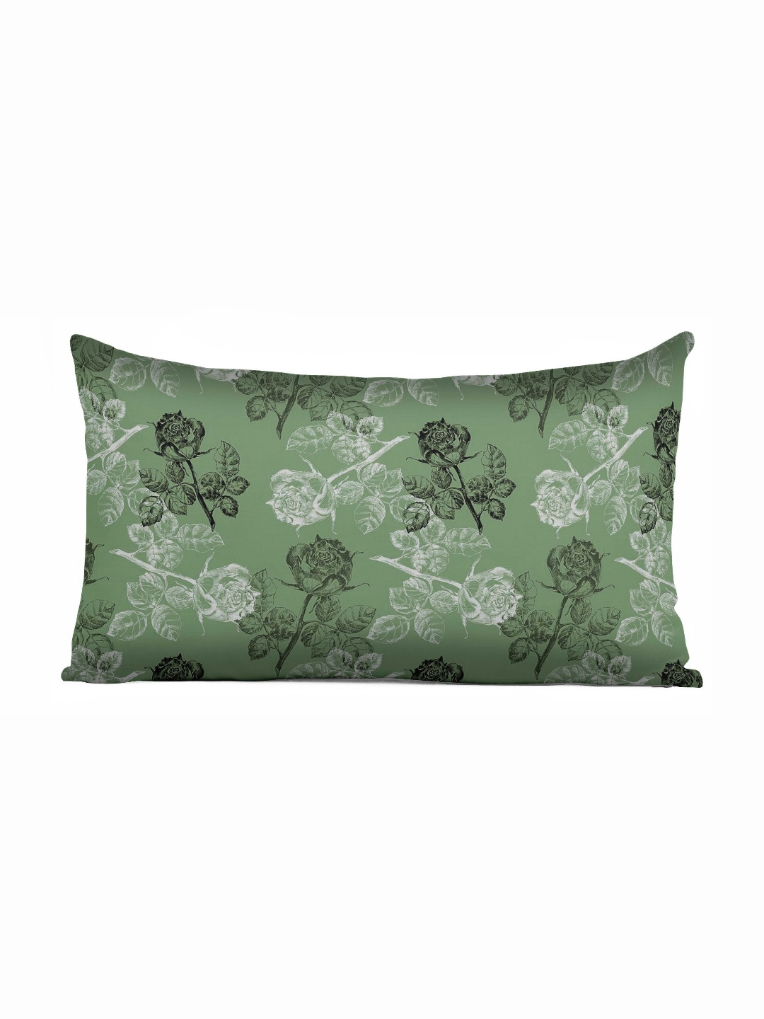 

Vargottam Green & White Floral Linen Rectangle Cushion Cover