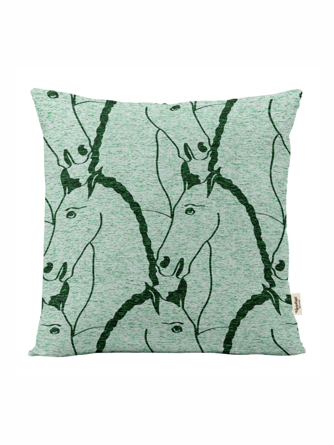

Vargottam Green & Black Quirky Linen Square Cushion Cover