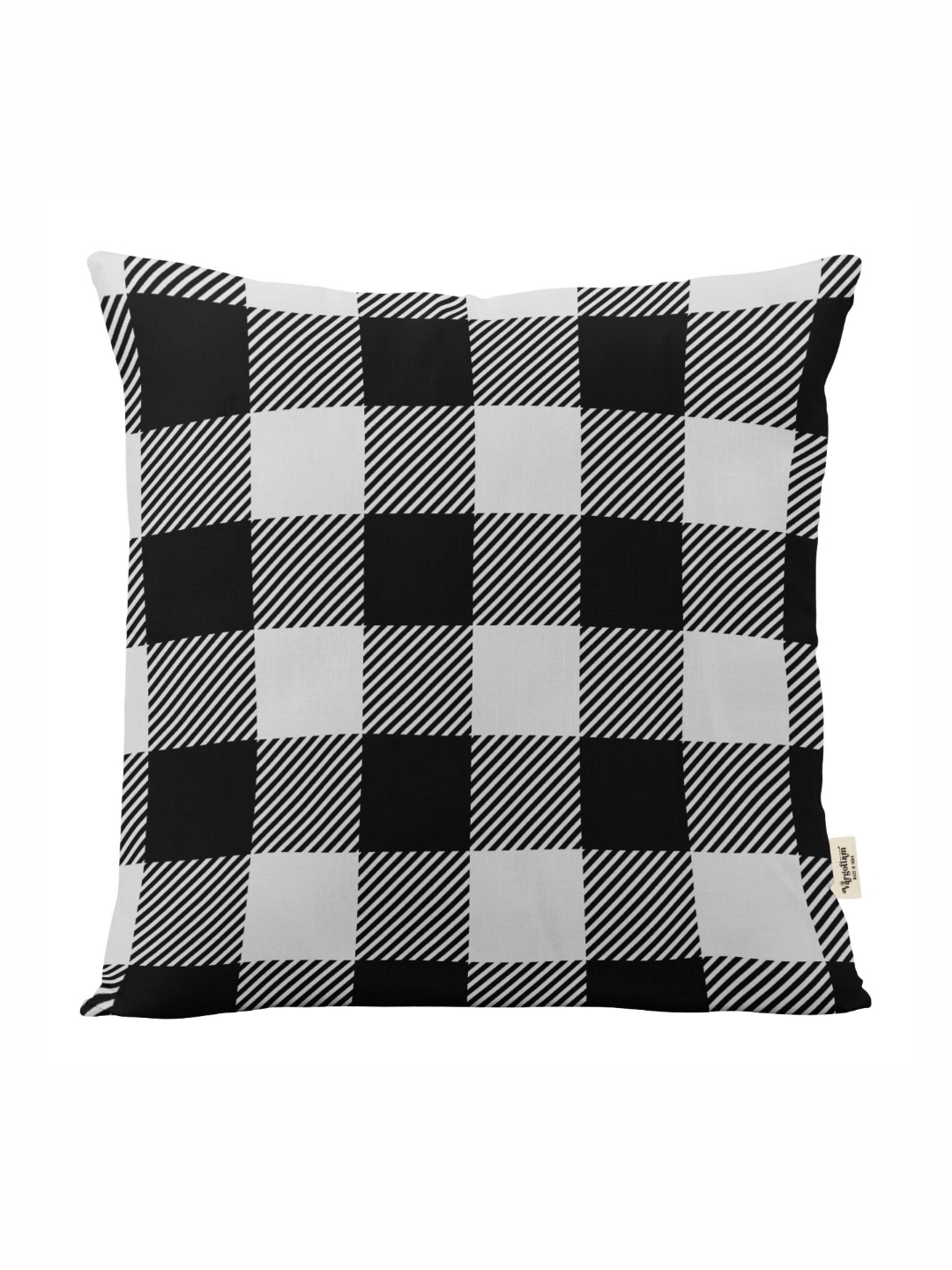 

Vargottam Black & White Checked Linen Square Cushion Cover
