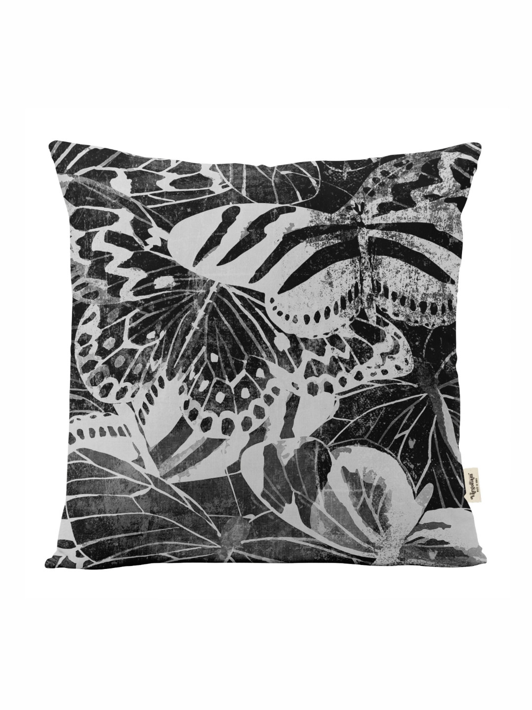 

Vargottam Black & White Floral Linen Square Cushion Cover