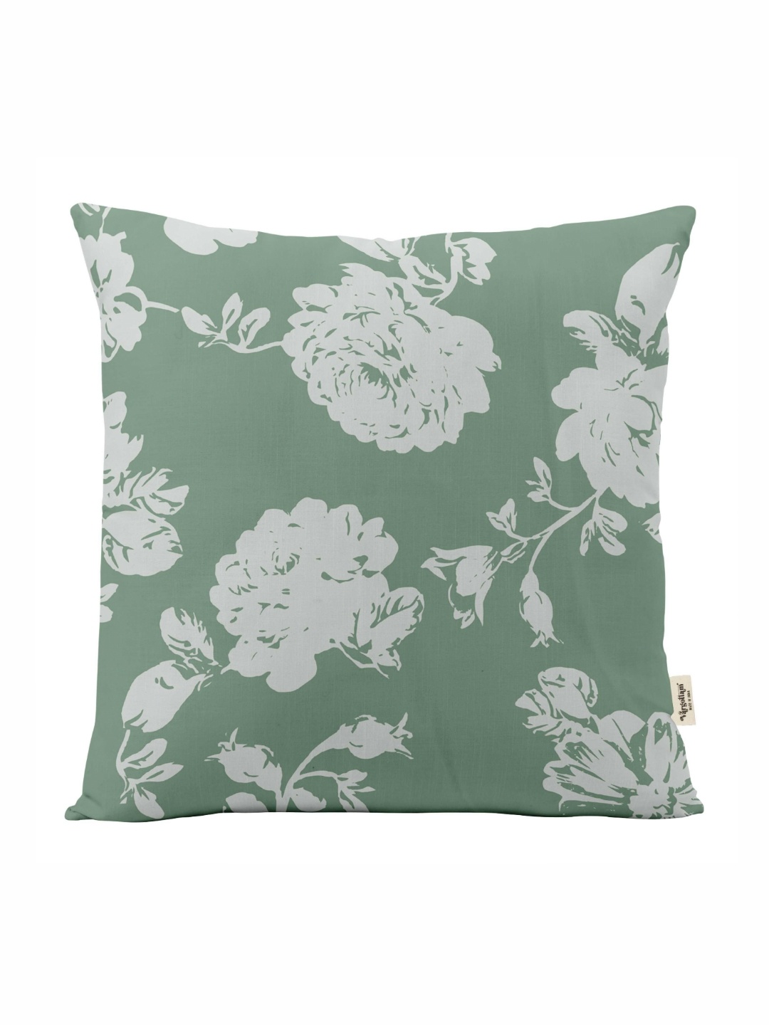 

Vargottam Green & White Floral Linen Square Cushion Cover