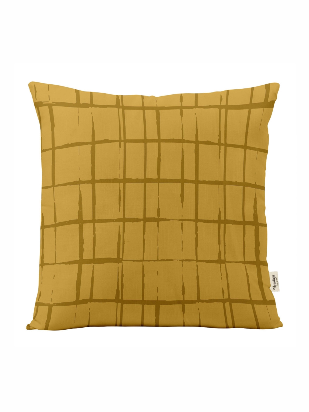 

Vargottam Yellow & Brown Checked Linen Square Cushion Cover